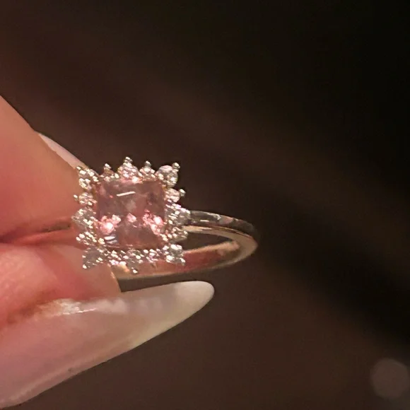 Blush Pink Apatite Halo Ring 14K Rose Gold over 925 Sterling Silver - Picture 10 of 14